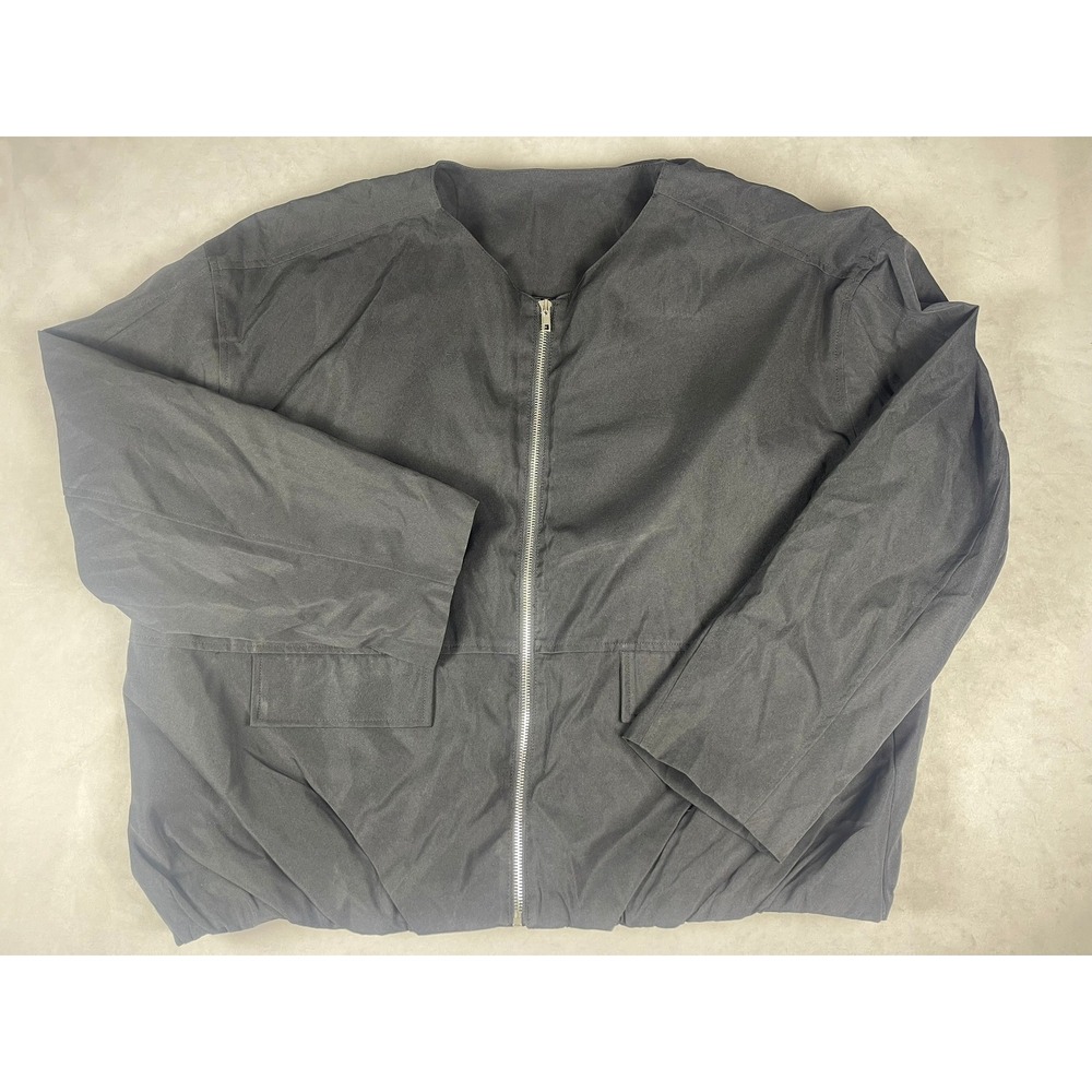Black Collarless Bomber Jacket Zip Up Blouson Mens‎ 2XL Minimalist Streetwear